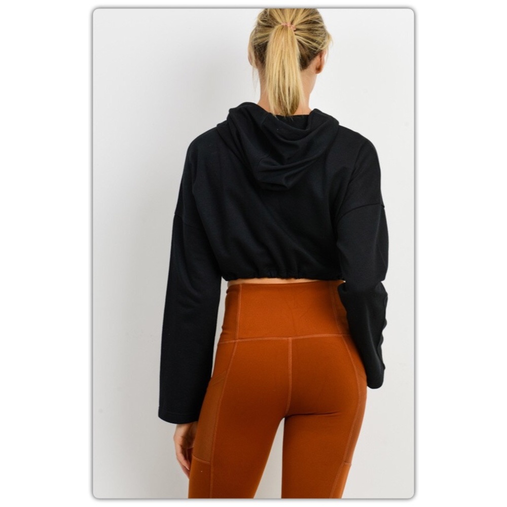 Black and White Striped Cropped Sweatshirt - Picture 4 of 5